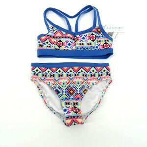 Jantzen Girls Geometric Print Bikini Set Racerback Top Size: 5 NWT $48